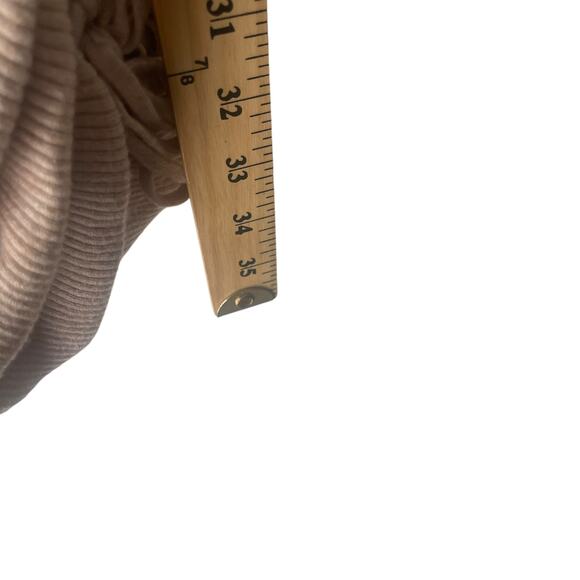 Acoa Women Medium Beige Ribbed Sweater Fall Bodycon Ruched Above Knee‎ Dress - Picture 7 of 7